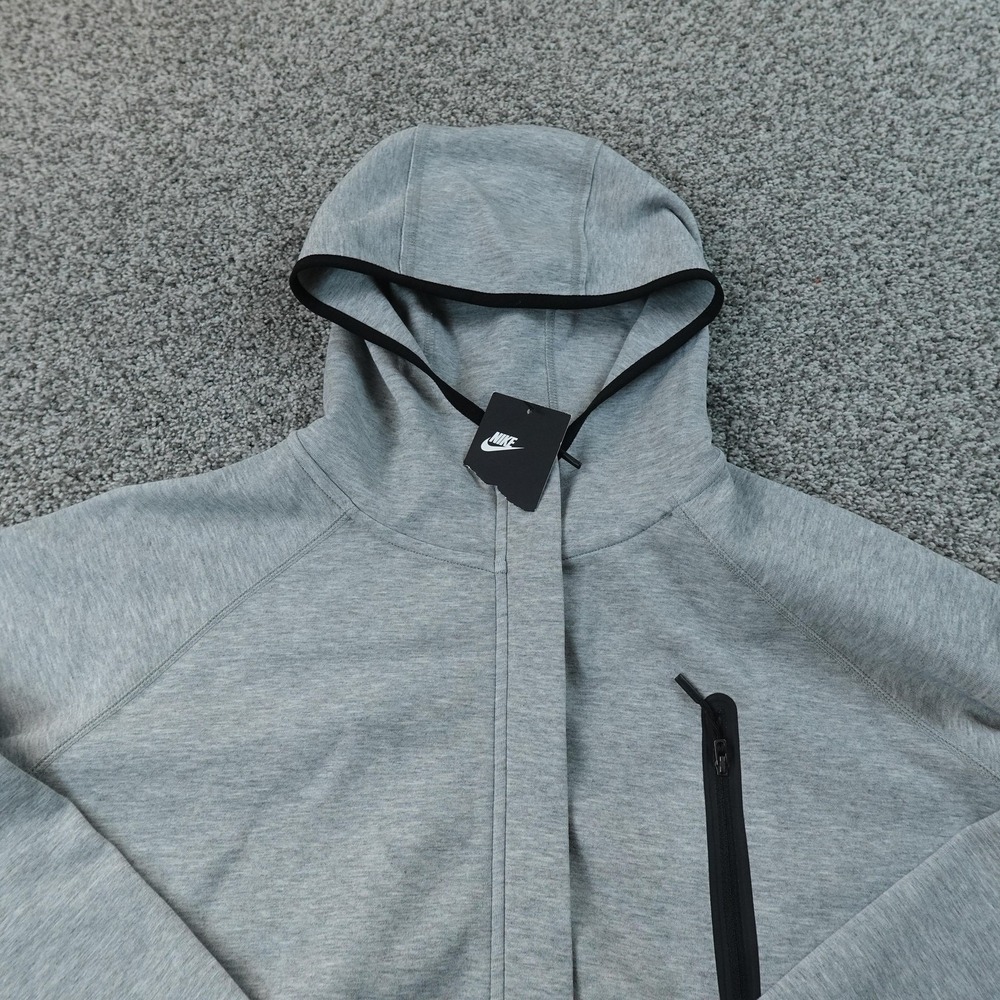 NEW Nike Jacket Womens M Gray Tech Fleece‎ Crop Hoodie Full Zip Sweatshirt Gym